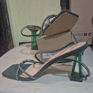Source Unknown Green Rhinestone Heels